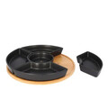 Set 5 boluri pentru servire cu suport Fincan, Homla, 30 cm, portelan/lemn, negru/natur