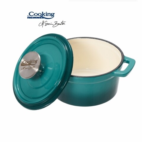 Cratita emailata, Cooking by Heinner, 0.8 l, fonta, bej si bleu