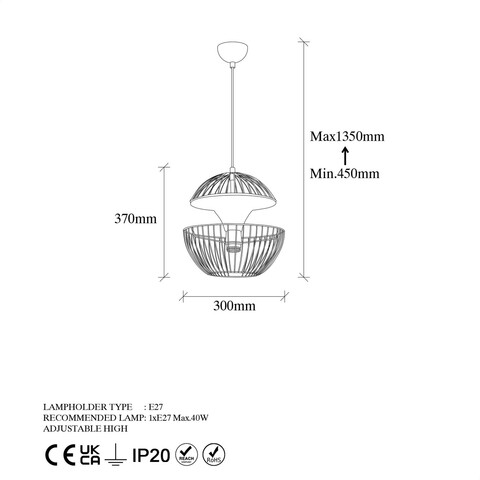 Lustra, Fulgor, 942FLG1260, Metal, Galben