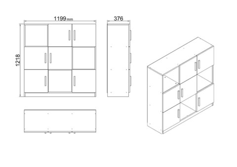 Dulap multifunctional, Locelso, VO7, 119.9x121.8x37.6 cm, Alb