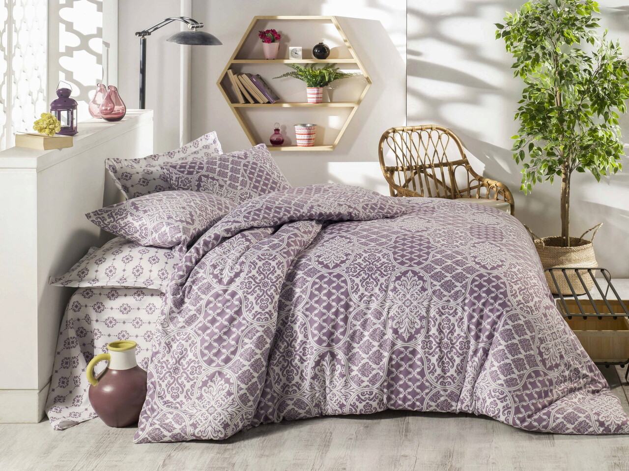 Lenjerie de pat pentru o persoana (DE), Donjette - Purple, Pearl Home, Bumbac Ranforce