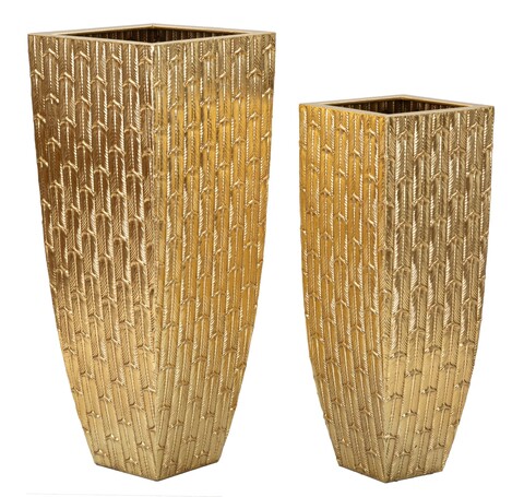 Set 2 ghivece / vase decorative Gliss, Mauro Ferretti, 40x40x99 cm, fier, auriu