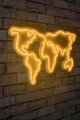 Decoratiune luminoasa LED, World Map, Benzi flexibile de neon, DC 12 V, Galben