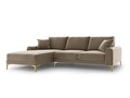 Coltar stanga, Madara, Mazzini Sofas, 5 locuri, gold legs, 254x182x90 cm, catifea, bej