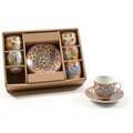 Set 6 cesti cu farfurie La terra del sole - 18691, Mercury, 90 ml, ceramica, multicolor