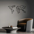 Decoratiune de perete, World Map 6, Metal, Dimensiune: 120 x 56 cm, Negru