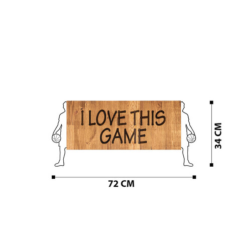 Decoratiune de perete, I Love Thıs Game, Metal, Cadru: 100% LEMN (grosime: 3 cm), Nuc negru