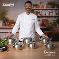 Cratita cu capac 1.8 L, ORIGINI by Chef Nicolai Tand, Cooking by Heinner, 16x9 cm, inox/sticla termorezistenta, argintiu