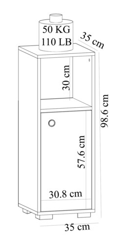 Dulap de baie, Olivia, Ahu, 35x98.6x35 cm, PAL, Alb