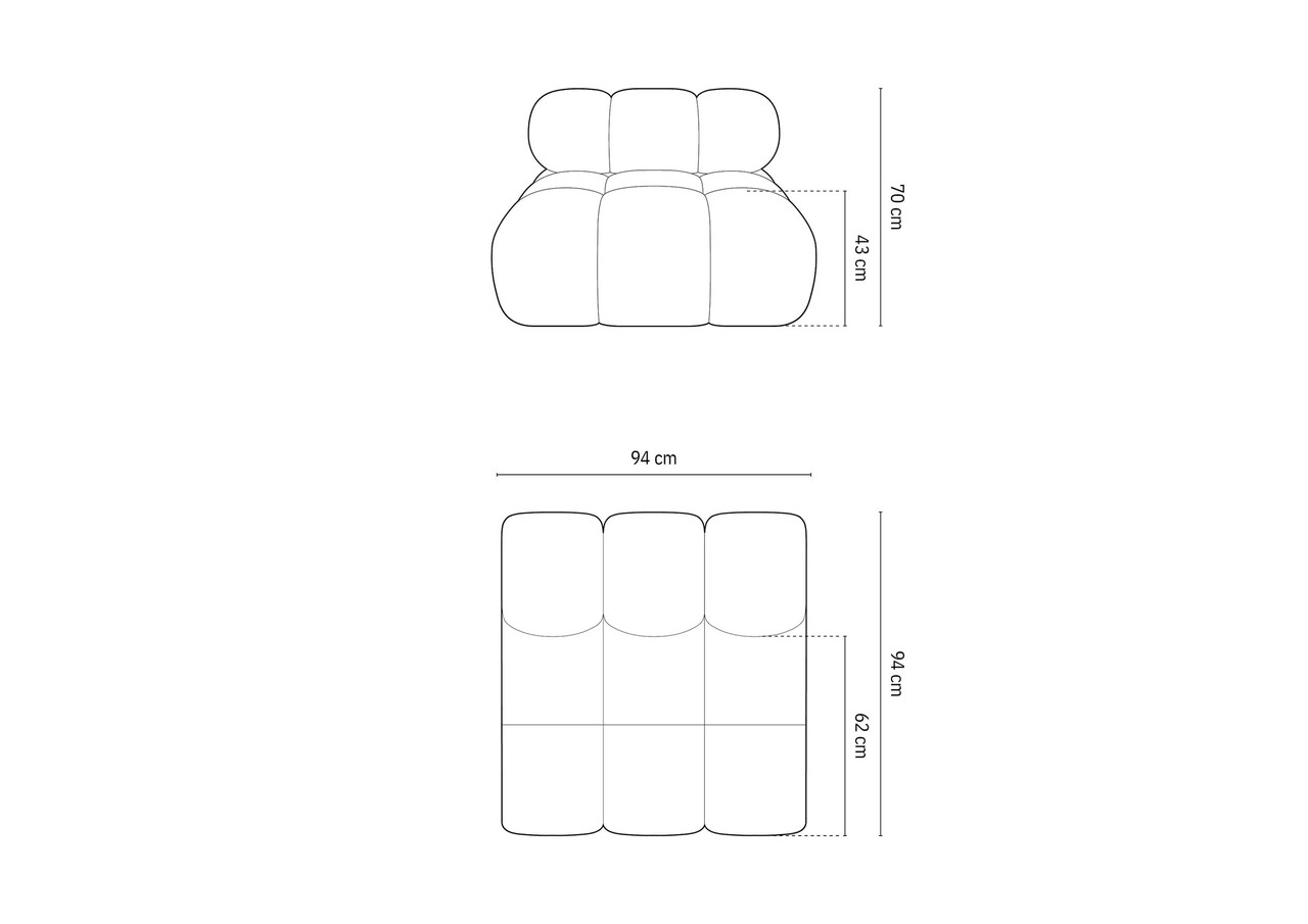 Modul pentru canapea modulara, 1 loc, Bellis-213, Micadoni Home, 94x94x70 cm, tesatura boucle, bej deschis