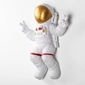 Decoratiune, Peace Sign Astronaut, 35x47x10 cm, Poliester, Alb/Auriu