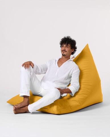 Fotoliu puf, Bean Bag Ferndale, Pyramid Bed, 145 cm, poliester impermeabil, galben