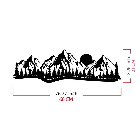 Decoratiune de perete, Mountain, Metal, Dimensiune: 35 x 50 cm, Negru