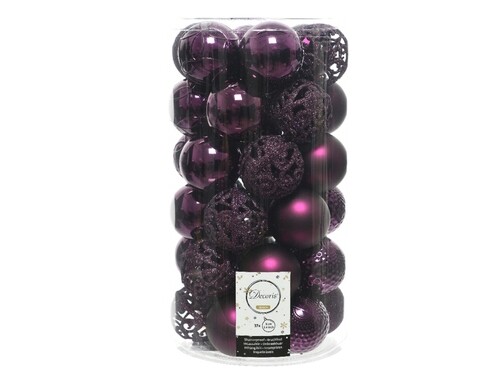 Cutie cu 37 globuri Royal Purple, Decoris, plastic, mov