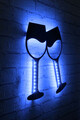 Decoratiune luminoasa LED, Wine Glasses, MDF, 60 LED-uri, Albastru