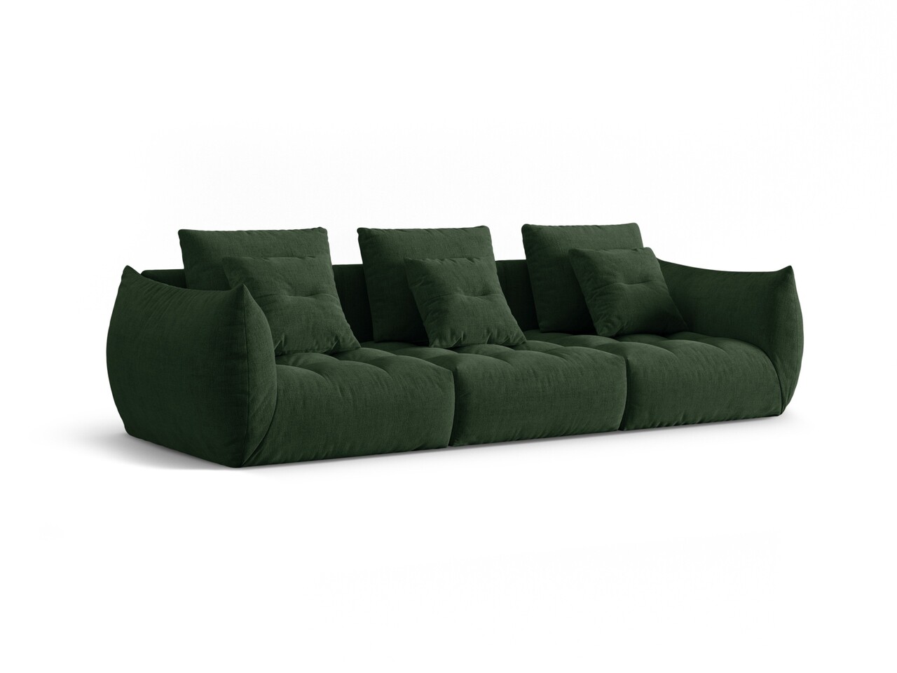 Canapea modulara 4 locuri, Bloom-86, Micadoni Home, 332x106x95 cm, tesatura structurata, verde muschi - 1 | YEO