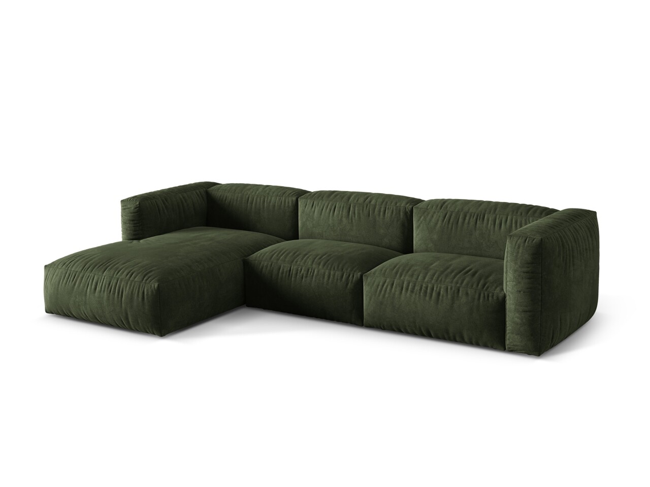 Coltar modular stanga 3 locuri, Martina-120, Micadoni Home, 332x176x75 cm, catifea, verde - 1 | YEO