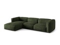 Coltar modular stanga 3 locuri, Martina-120, Micadoni Home, 332x176x75 cm, catifea, verde