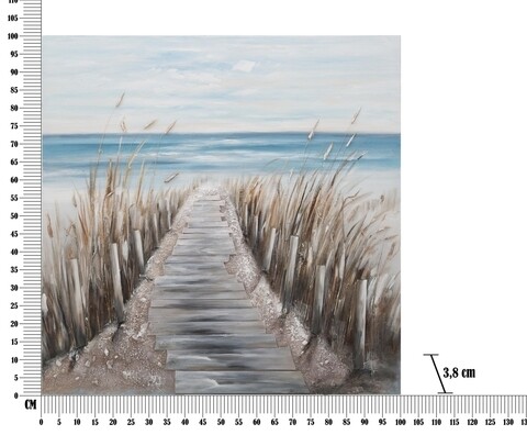Tablou decorativ Beach, Mauro Ferretti, 100x100 cm, pictat manual, canvas/lemn de pin