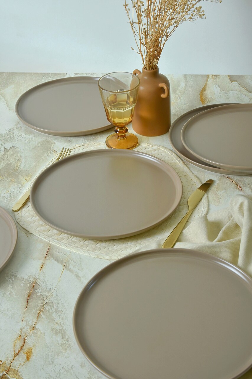 Set platouri pentru servire, Keramika, 275KRM2204, 100% CERAMICA / , Nu absoarbe apa, Taupe Mat - 1 | YEO