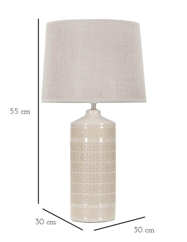 Lampa de masa, Graphs Light, Mauro Ferretti, 1 x E27, 40W, Ø30 x 55 cm, ceramica/fier/textil, crem