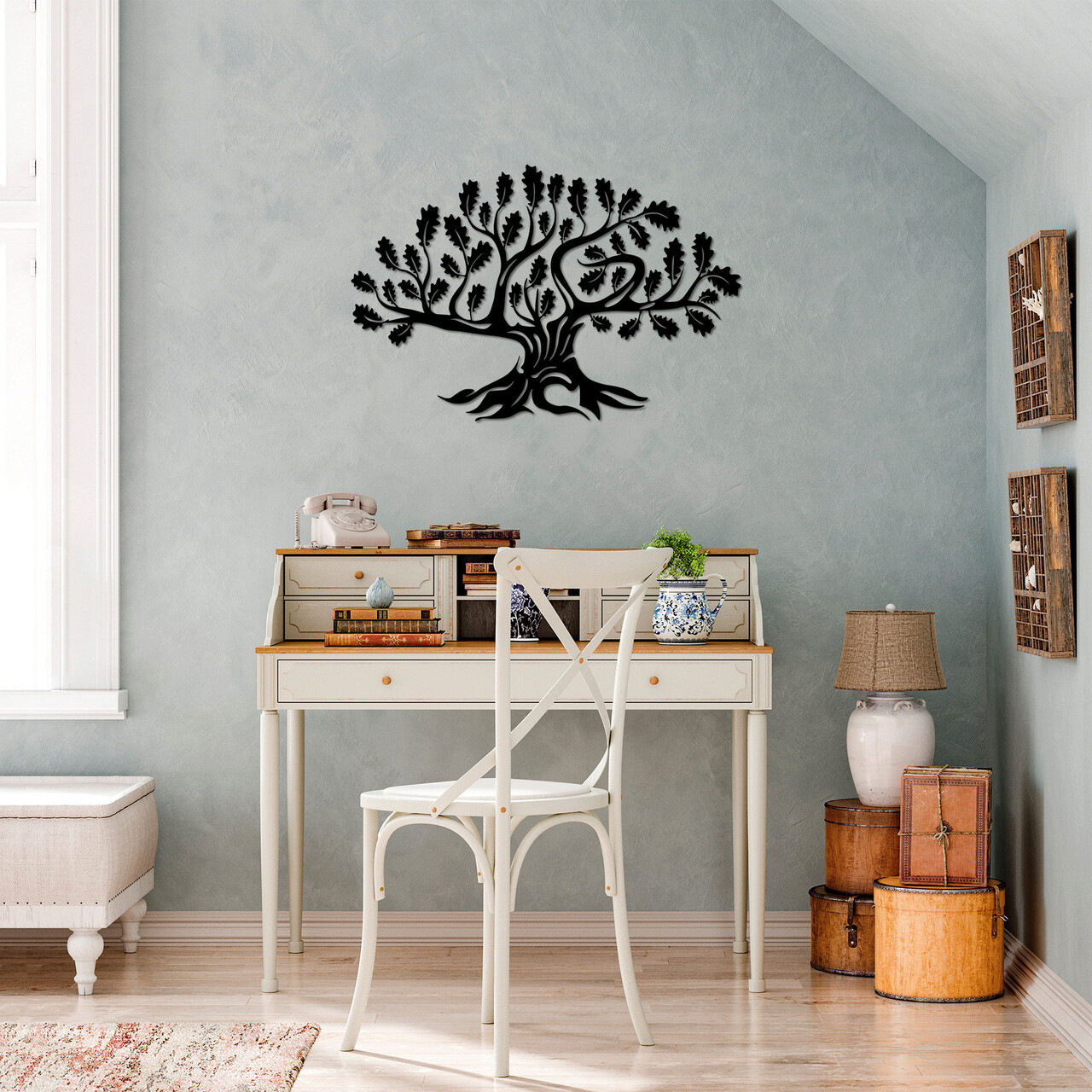 Decoratiune de perete, Monumental Tree , Metal, Dimensiune: 70 x 46 cm, Negru - 2 | YEO