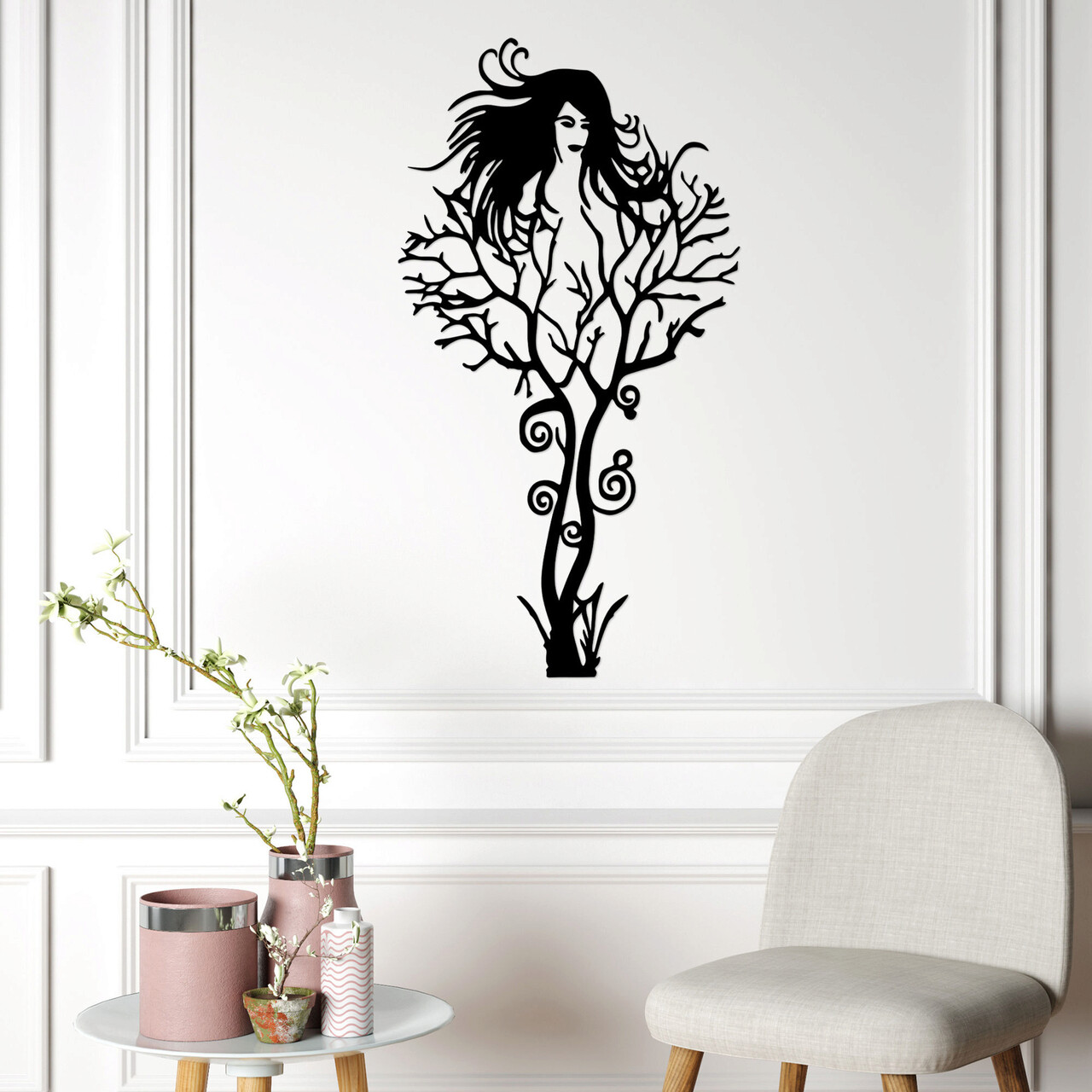 Decoratiune de perete, Witch, Metal, Dimensiune: 37 x 70 cm, Negru