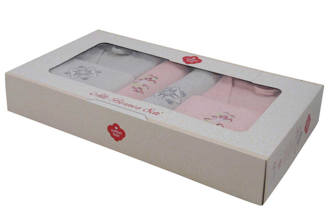 Set De Baie Family, Cotton Box, Nakışlı Aile, Bumbac, Pulbere / Gri