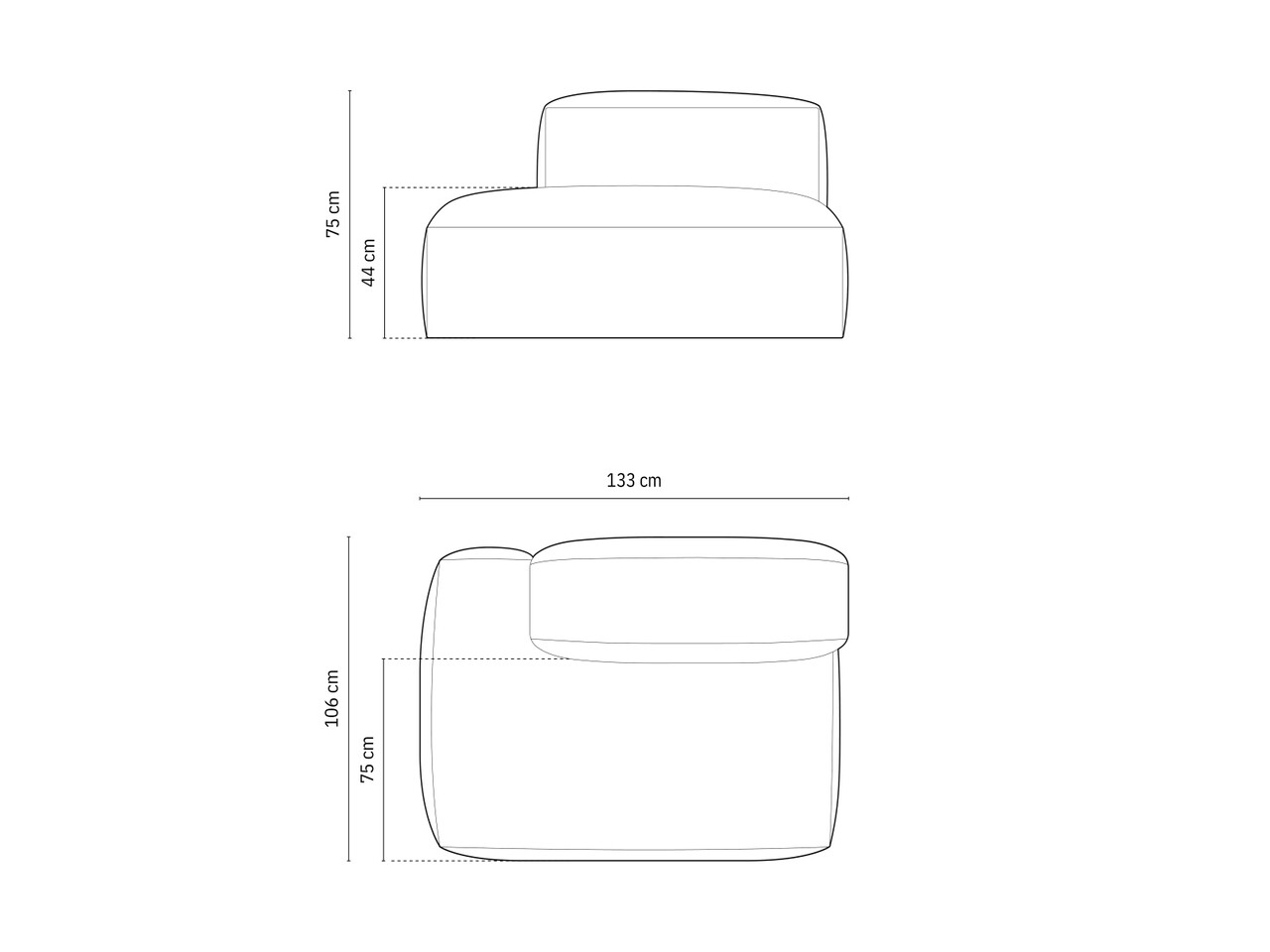 Modul stanga pentru canapea modulara, 2 locuri, Martina-120, Micadoni Home, 133x106x75 cm, catifea, albastru petrol inchis