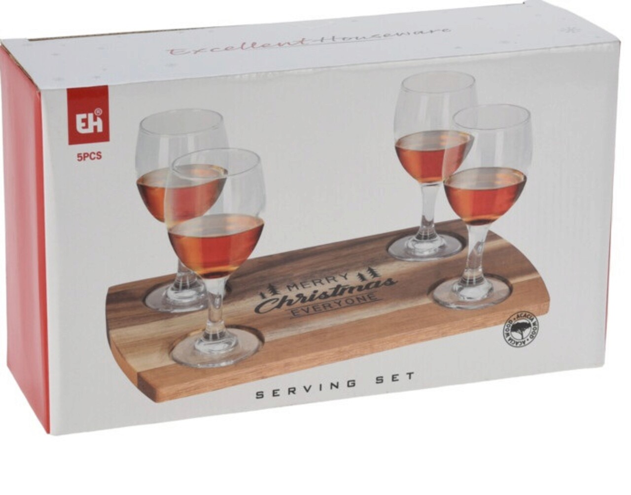 Set 4 pahare de whiskey si tava pentru servire, 200 ml, sticla/lemn - 1 | YEO