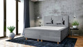 Pat matrimonial, Stockholm, Classic E, 160x200 cm, saltea tip Pocket, topper memory, Gri