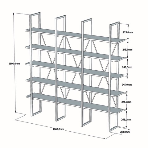 Biblioteca Beylerbeyi, Puqa Design, 160x26x160 cm, natural/negru