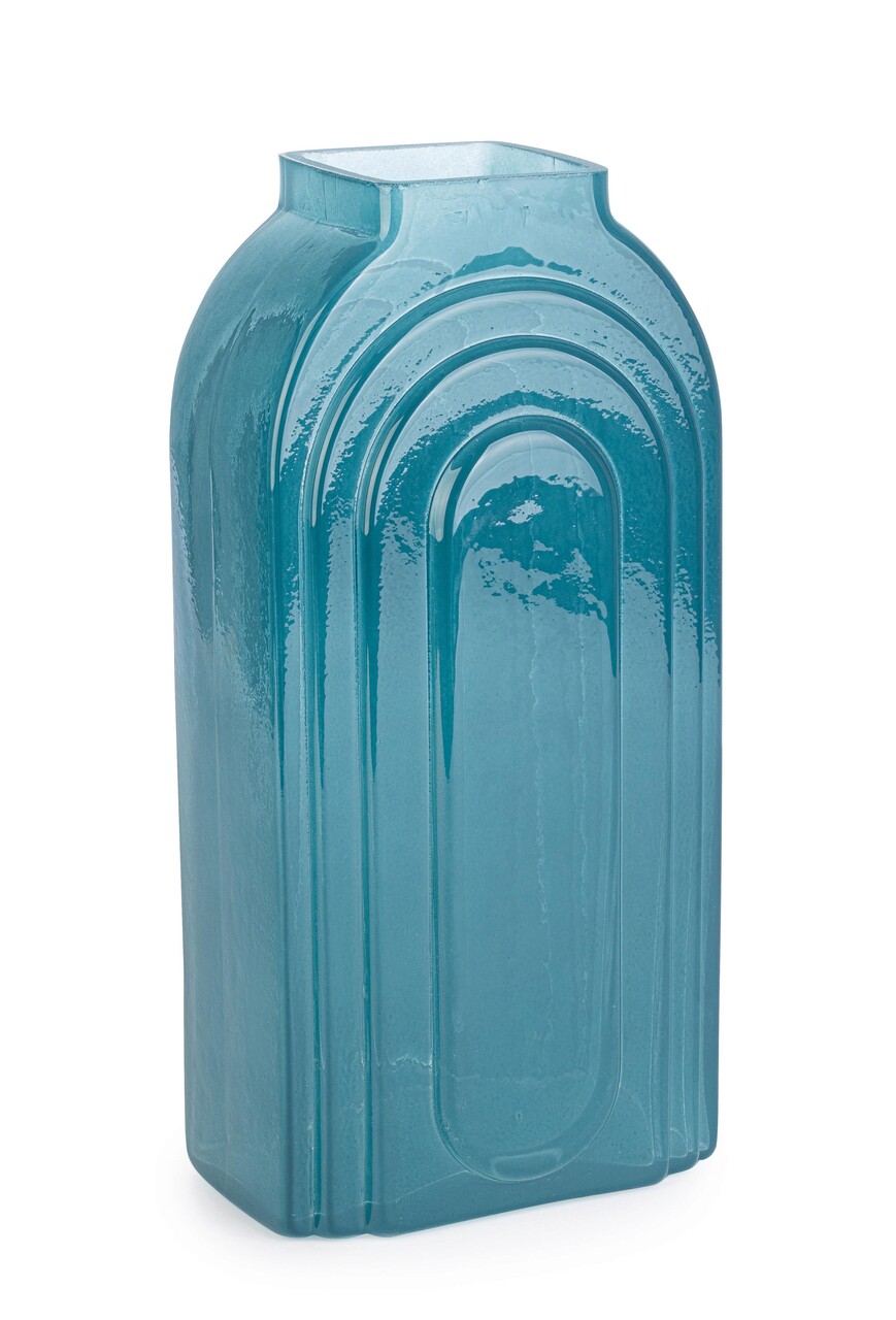 Vaza Frey, Bizzotto, 13x9.5x26.5 cm, sticla, albastru
