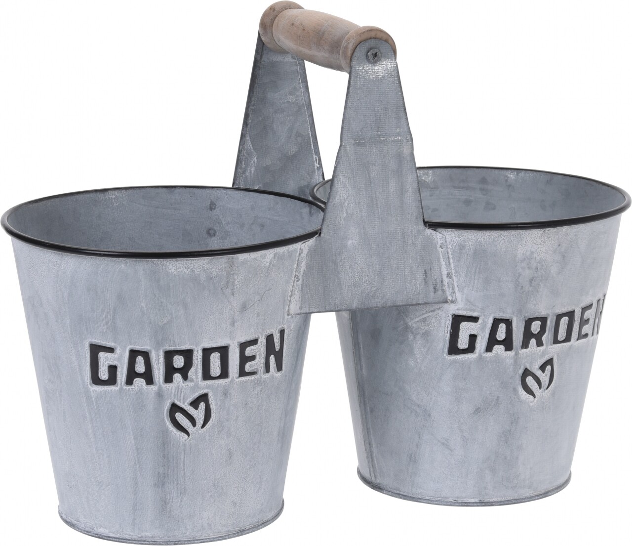 Ghiveci Dublu Pentru Flori Duo Bucket 10l Metal Lemn Gri