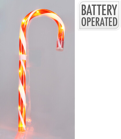 Decoratiune luminoasa cu 20 LED-uri Candy Cane, Excellent Houseware, 13x1.8x75 cm, cu baterii, alb/rosu