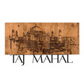 Decoratiune de perete, Taj Mahal, lemn/metal, 58 x 33 cm, negru/maro