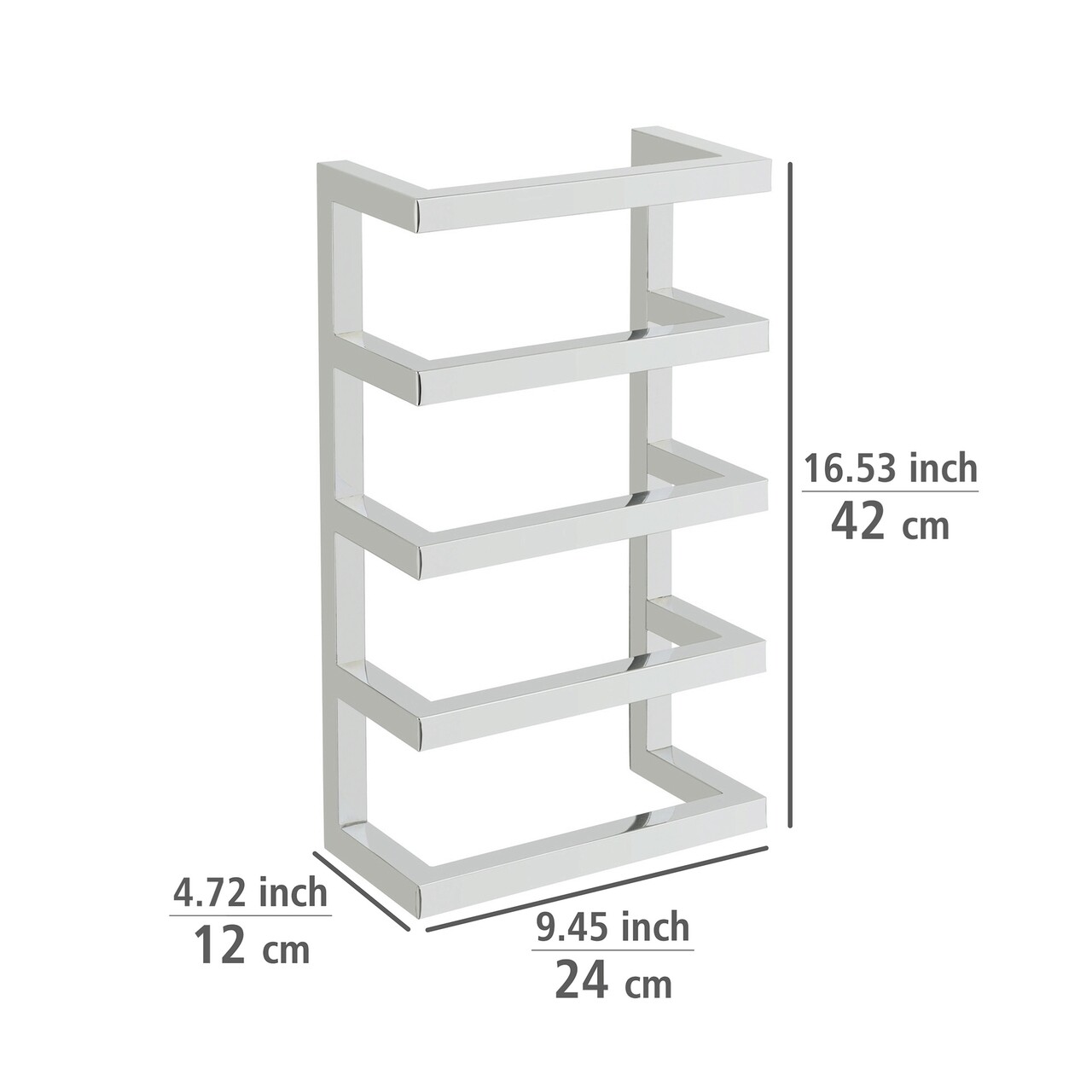 Suport Pentru Prosoape, Wenko, Fondiro, 24 X 12 X 42 Cm, Inox, Gri