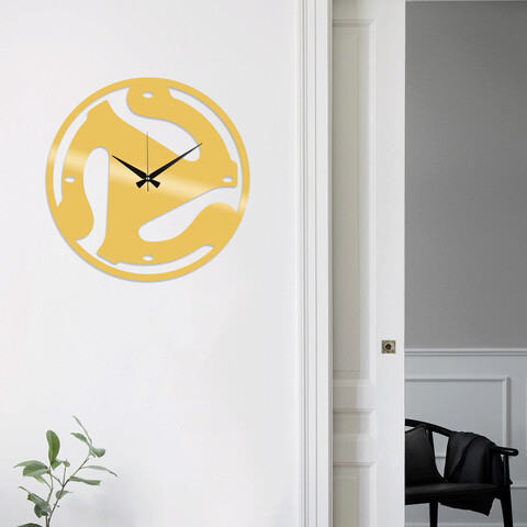 Ceas de perete, Metal Wall Clock 5, Metal, Dimensiune: 48 x 48 cm, Auriu