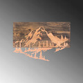 Decoratiune de perete, Mountain v2, 50% lemn/50% metal, Dimensiune: 58 x 38 cm, Nuc / Cupru