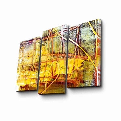 Set 3 tablouri decorative, 3PATK-94, Canvas, 20 x 39 cm, 2 piese, Multicolor