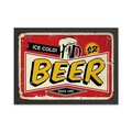 Tablou decorativ, Ice Cold Beer 2 (40 x 55), MDF , Polistiren, Roșu / Galben / Negru / Crem