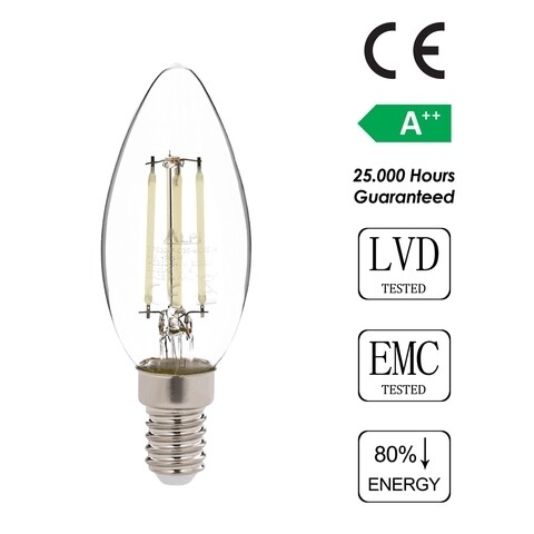 Bec LED, Sage, E14 Düz - White, E14, 4 W, 6500K, 450 Lm, sticla