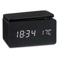 Ceas de masa cu alarma si incarcator wireless Connor, Gift Decor, 15 x 7 x 7.5 cm, MDF, negru