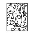 Decoratiune de perete, Faces 2, Metal, Dimensiune: 52 x 70 cm, Negru