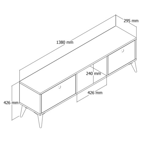 Comoda TV, Mezza, Sıena 1216, 138x42.6x29.5 cm, Stejar