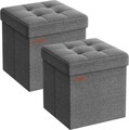 Set 2 taburete cu spatiu depozitare Ottoman, Vasagle, 30x30x30 cm, max 130 kg, MDF/textil, gri