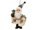 Decoratiune Santa w grey coat, Decoris, 10x5x13 cm, poliester, gri