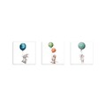 Set 3 tablouri decorative, FAH11, 60% bumbac/40% poliester, Rama de lemn, Multicolor