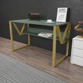 Birou, Zena Home, Lona, 120x72.8x60 cm, PAL, Verde / Aur