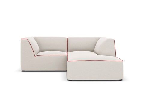 Coltar dreapta 3 locuri, Ruby, Micadoni Home, BL, 186x180x69 cm, tesatura chenille, bej/rosu